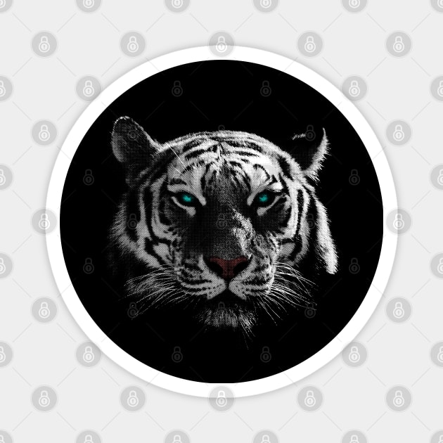 White Tiger, Blue Eyes Magnet by MarinasingerDesigns